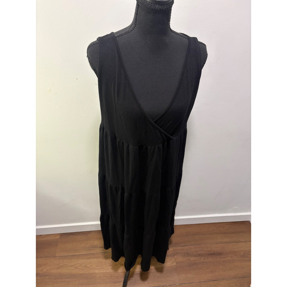 See You Monday Sleeveless V-Neck Tiered Midi/Maxi Babydoll Dress Large